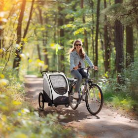 Child Bike Trailer 3 In1 Foldable Baby Trailer Transport Carrier with Shock Absorber System Rubber Tires Adjustable Handlebar