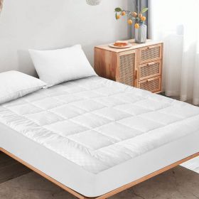 Solid-color embossed mattress bedspread,  Full size (Color: White)
